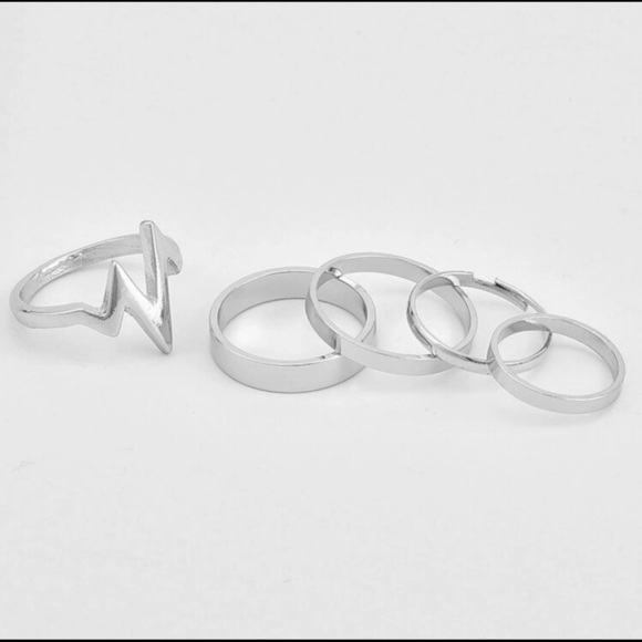 SILVER 3/$30 5pc Heart Beat Ring Set - Picture 1 of 2